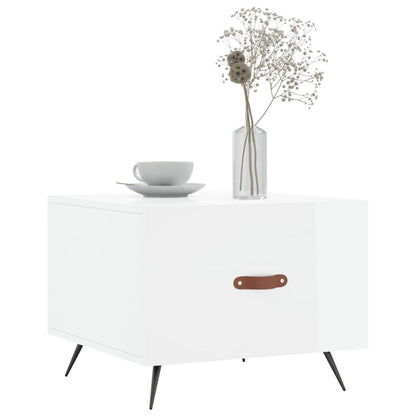 vidaXL Table basse blanc brillant 50x50x40 cm Bois d'ingénierie
