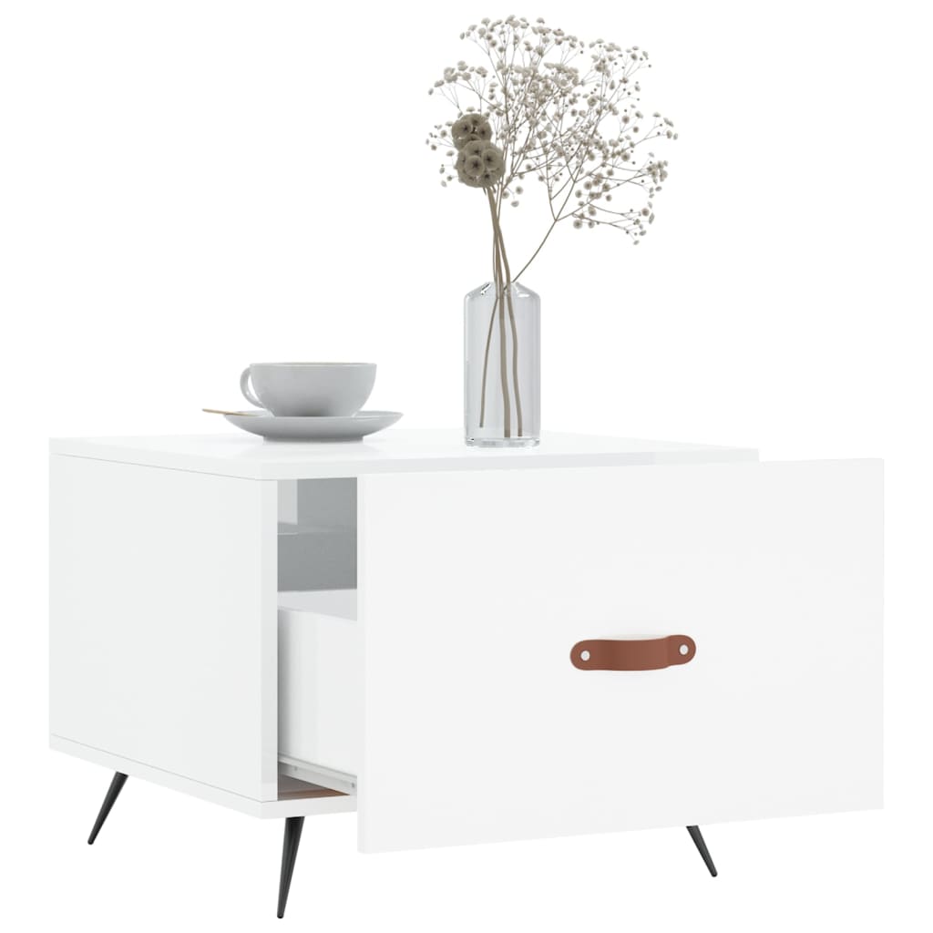 vidaXL Table basse blanc brillant 50x50x40 cm Bois d'ingénierie