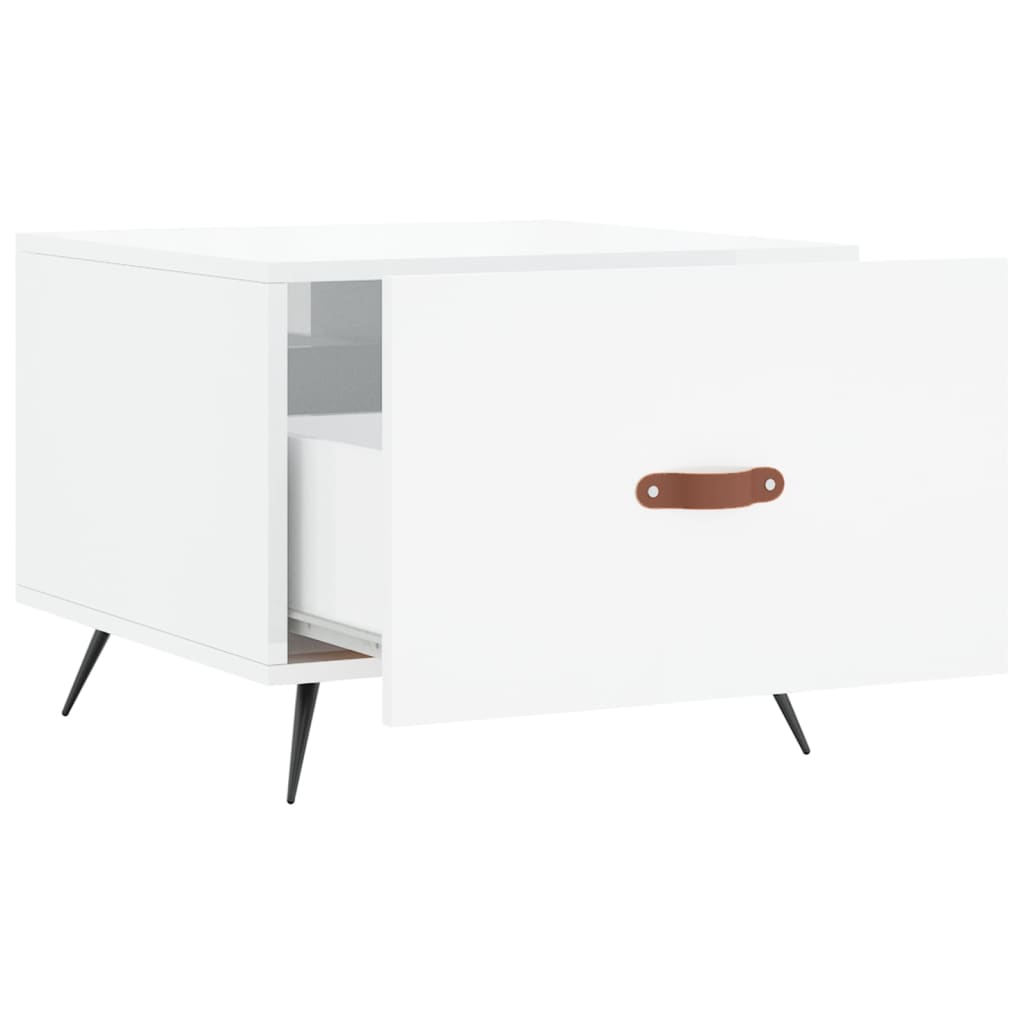 vidaXL Table basse blanc brillant 50x50x40 cm Bois d'ingénierie