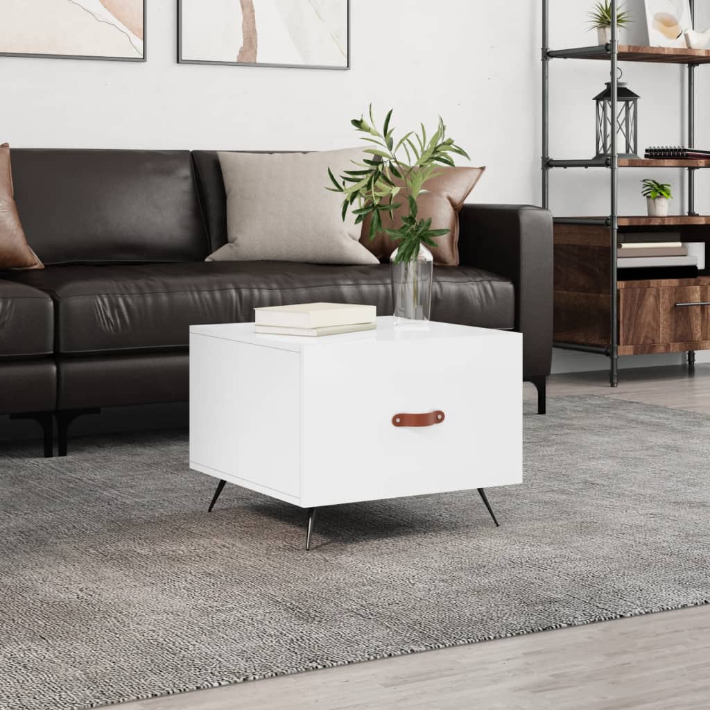 vidaXL Table basse blanc brillant 50x50x40 cm Bois d'ingénierie