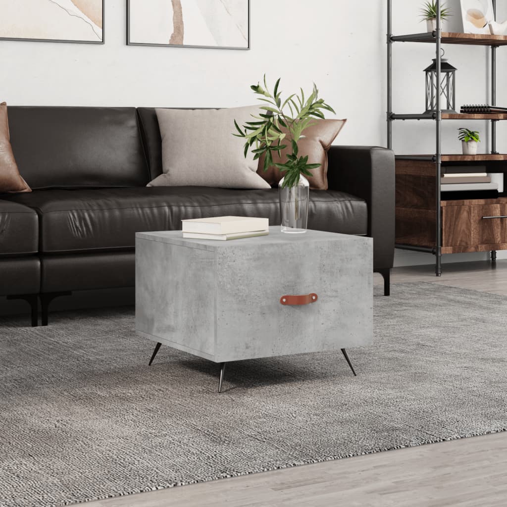 vidaXL Table basse gris béton 50x50x40 cm aggloméré