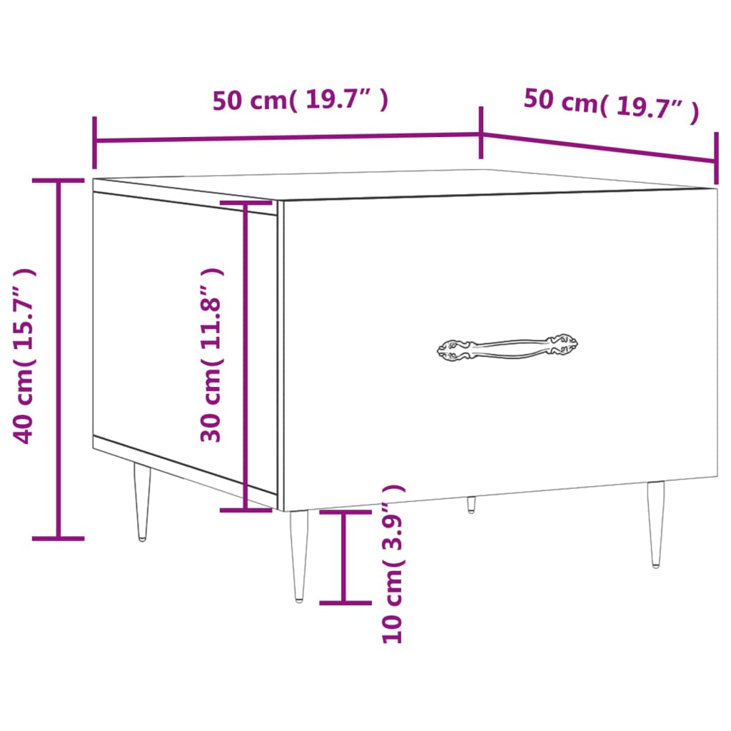 vidaXL Couchtisch Weiß 50x50x40 cm Holzwerkstoff