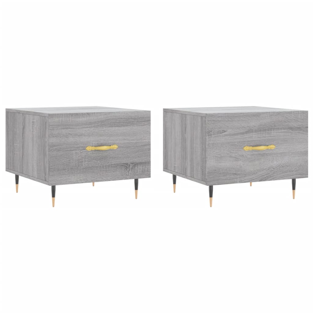 vidaXL Tables basses 2 pcs Gris Sonoma 50x50x40 cm Bois d'ingénierie