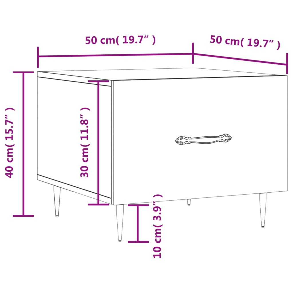 vidaXL Couchtisch Braun Eichen-Optik 50x50x40 cm Holzwerkstoff