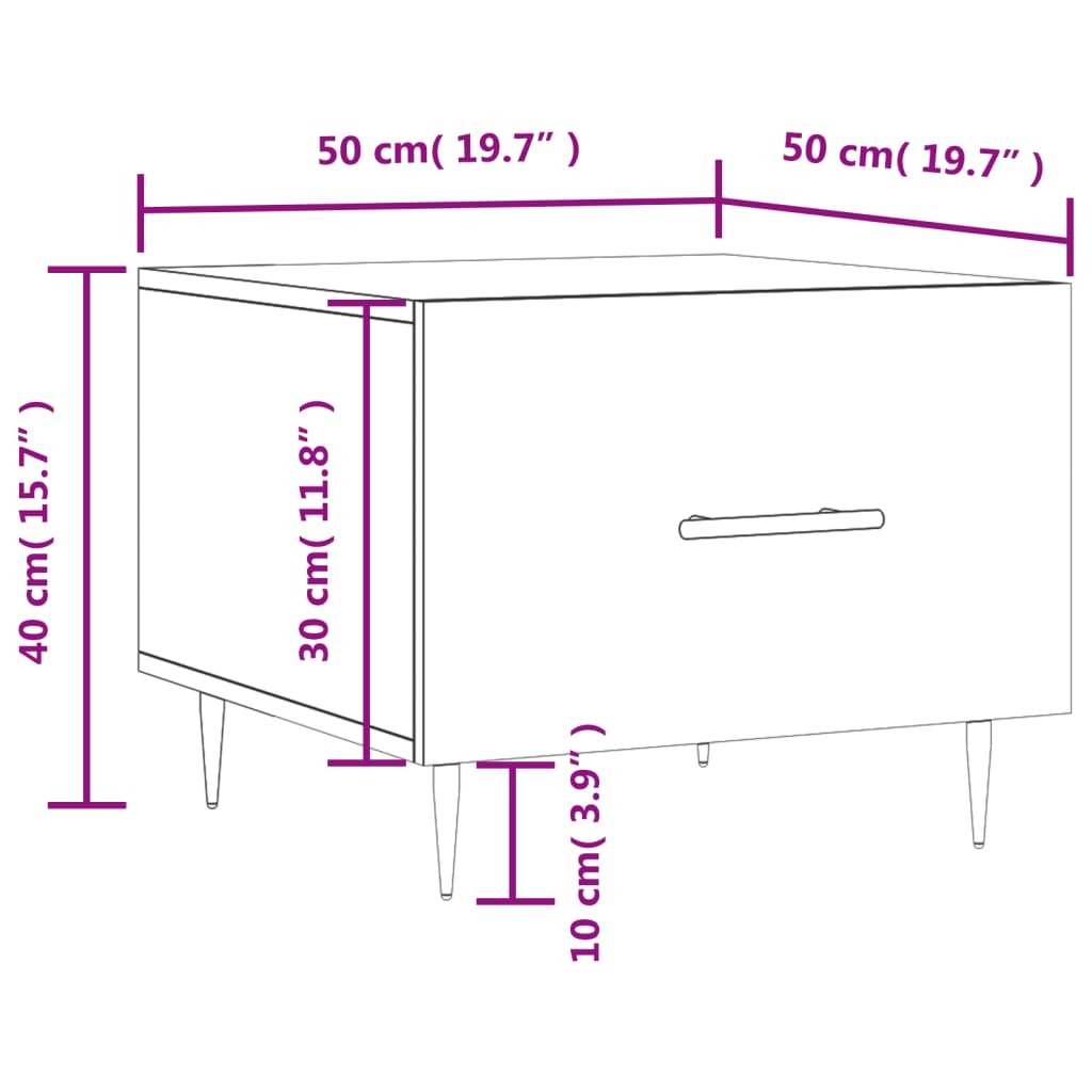 vidaXL Couchtisch Weiß 50x50x40 cm Holzwerkstoff