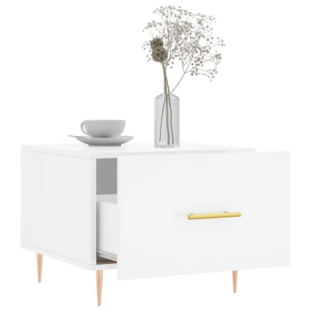 vidaXL Couchtische 2 Stk. Hochglanz-Weiß 50x50x40 cm Holzwerkstoff