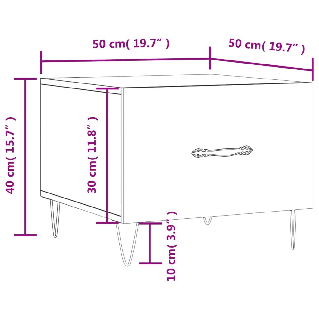 vidaXL Couchtisch Weiß 50x50x40 cm Holzwerkstoff