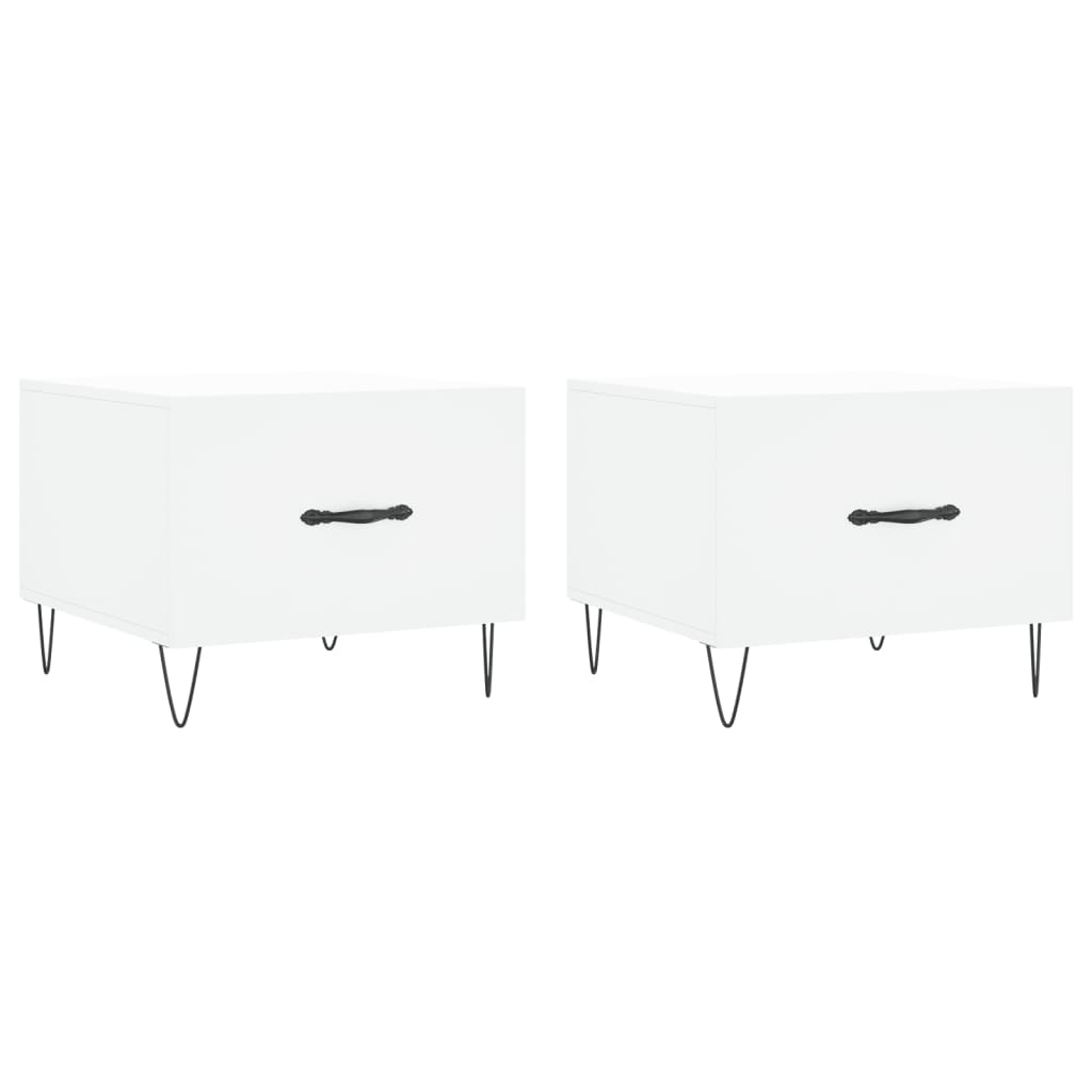 vidaXL Tables basses 2 pcs Blanc 50x50x40 cm Bois d'ingénierie