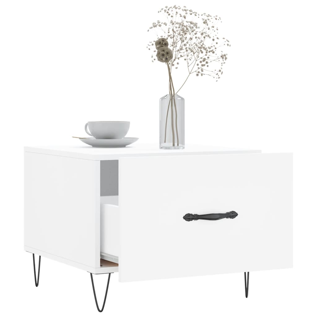 vidaXL Tables basses 2 pcs Blanc 50x50x40 cm Bois d'ingénierie