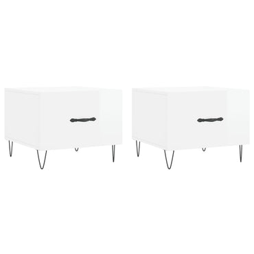 vidaXL Tables basses 2 pcs Blanc brillant 50x50x40 cm Bois d'ingénierie