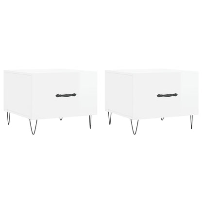 vidaXL Tables basses 2 pcs Blanc brillant 50x50x40 cm Bois d'ingénierie