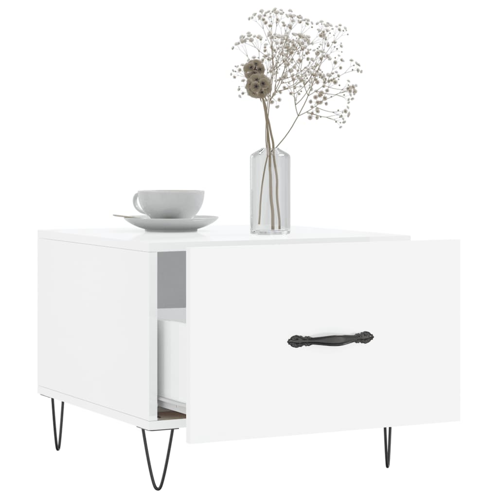 vidaXL Tables basses 2 pcs Blanc brillant 50x50x40 cm Bois d'ingénierie