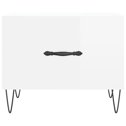 vidaXL Tables basses 2 pcs Blanc brillant 50x50x40 cm Bois d'ingénierie