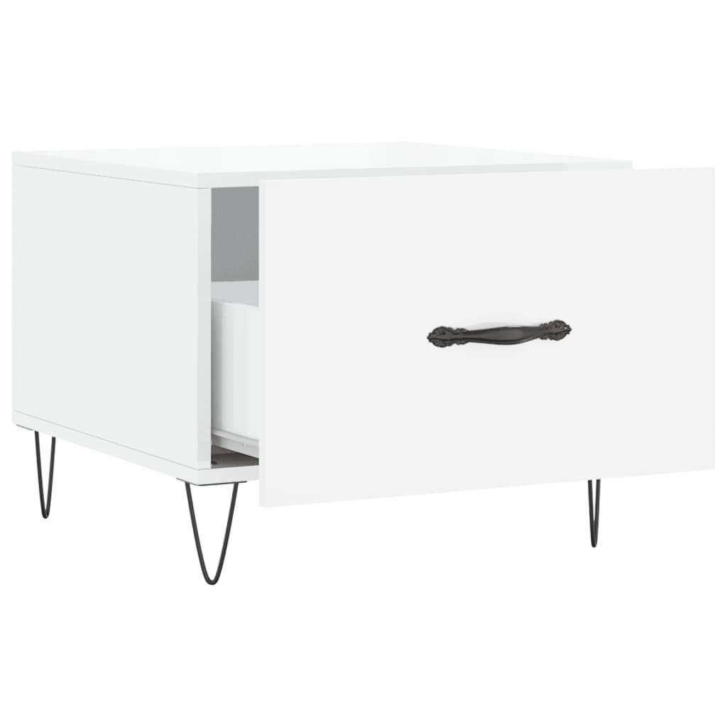 vidaXL Tables basses 2 pcs Blanc brillant 50x50x40 cm Bois d'ingénierie