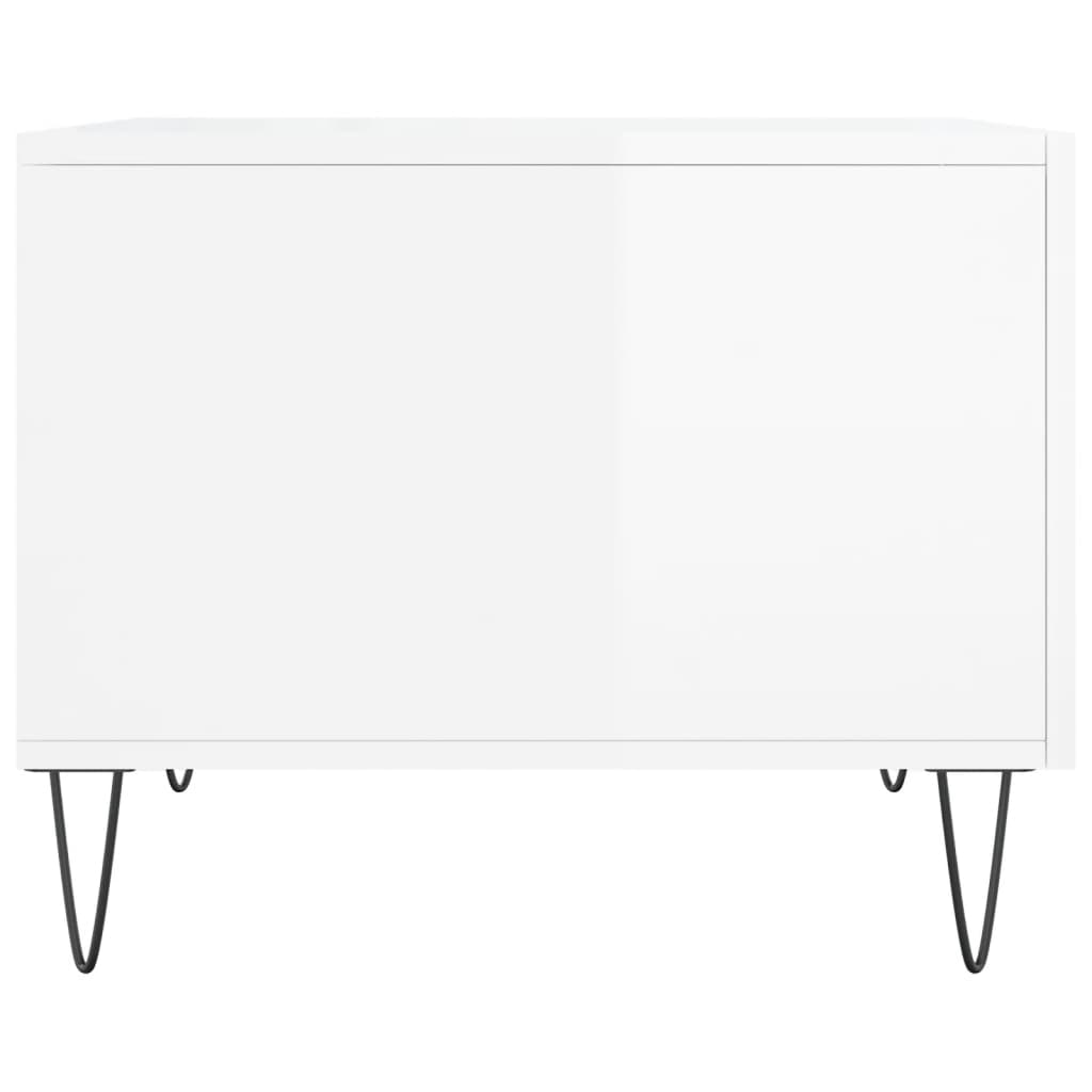 vidaXL Tables basses 2 pcs Blanc brillant 50x50x40 cm Bois d'ingénierie