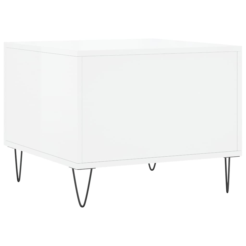 vidaXL Tables basses 2 pcs Blanc brillant 50x50x40 cm Bois d'ingénierie