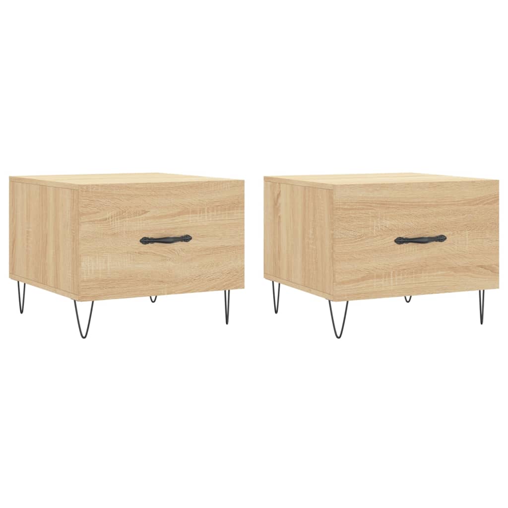 vidaXL Tables basses 2 pcs Chêne sonoma 50x50x40 cm Bois d'ingénierie