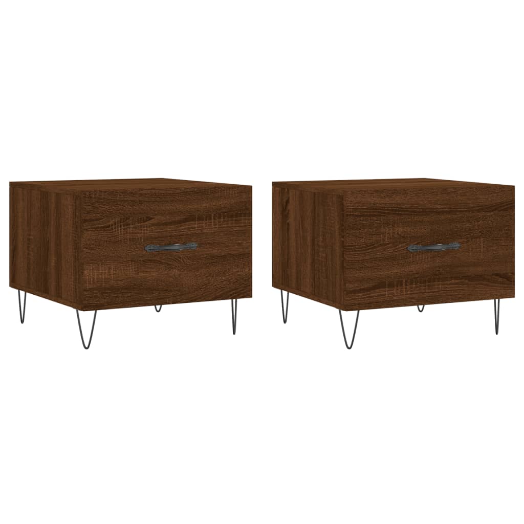 vidaXL Tables basses 2 pcs Aspect chêne marron 50x50x40 cm Bois d'ingénierie