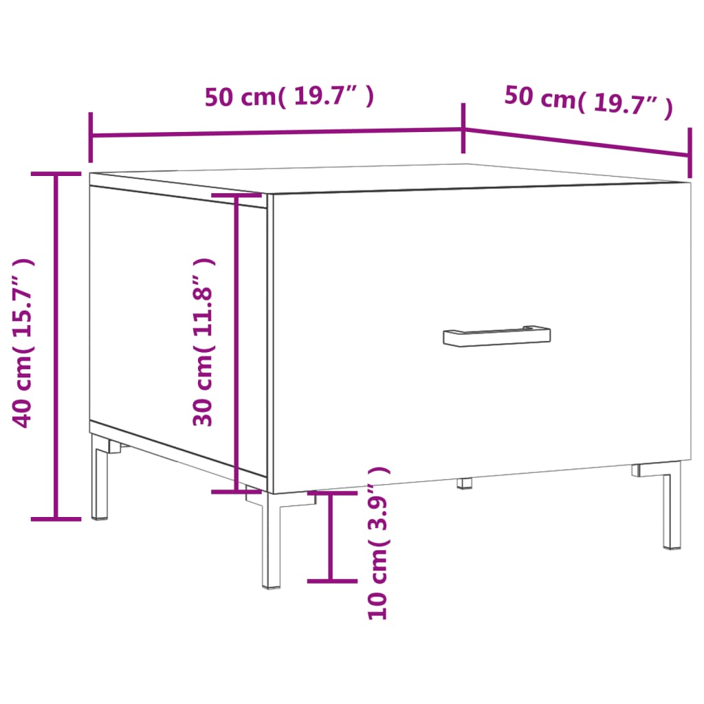 vidaXL Couchtisch Hochglanz-Weiß 50x50x40 cm Holzwerkstoff