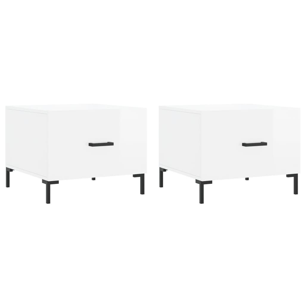 vidaXL Tables basses 2 pcs Blanc brillant 50x50x40 cm Bois d'ingénierie