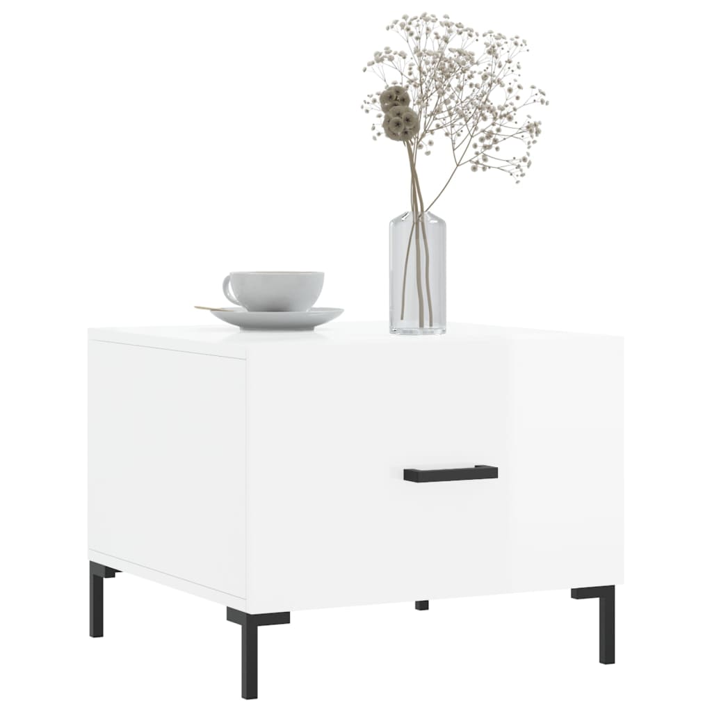 vidaXL Tables basses 2 pcs Blanc brillant 50x50x40 cm Bois d'ingénierie