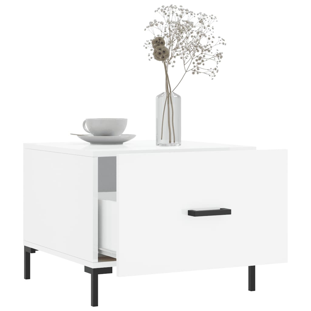 vidaXL Tables basses 2 pcs Blanc brillant 50x50x40 cm Bois d'ingénierie