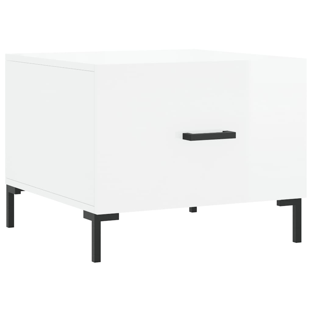 vidaXL Tables basses 2 pcs Blanc brillant 50x50x40 cm Bois d'ingénierie