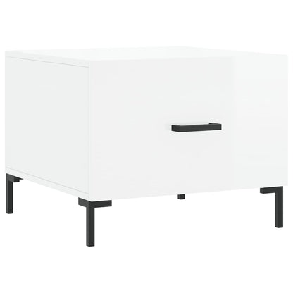 vidaXL Tables basses 2 pcs Blanc brillant 50x50x40 cm Bois d'ingénierie