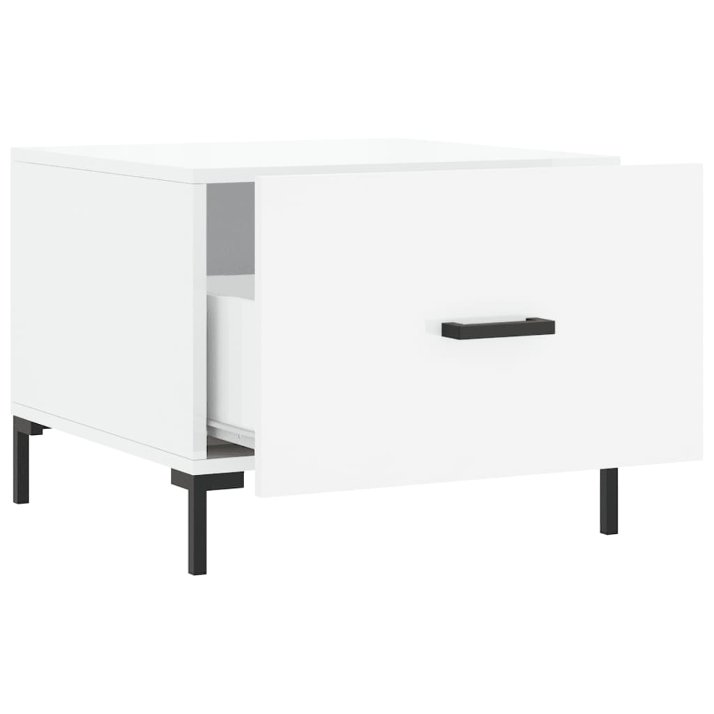vidaXL Tables basses 2 pcs Blanc brillant 50x50x40 cm Bois d'ingénierie
