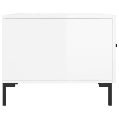 vidaXL Tables basses 2 pcs Blanc brillant 50x50x40 cm Bois d'ingénierie
