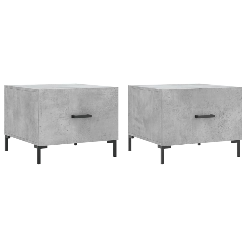 vidaXL Tables basses 2 pcs Gris béton 50x50x40 cm Bois d'ingénierie