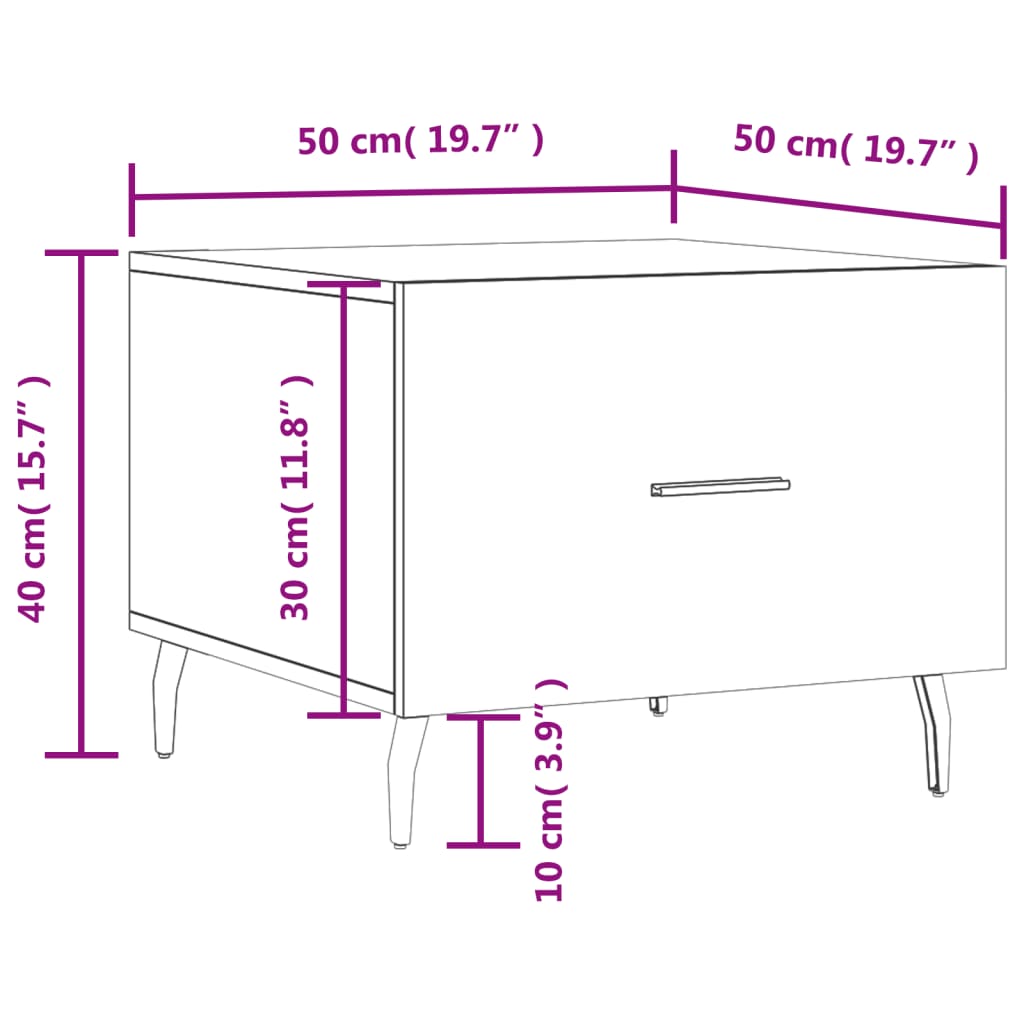 vidaXL Couchtisch Weiß 50x50x40 cm Holzwerkstoff