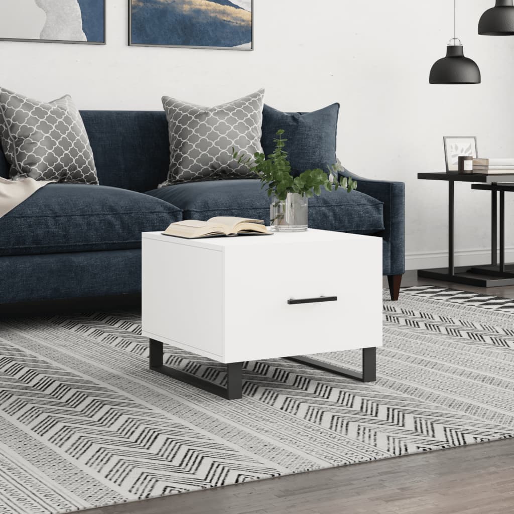 vidaXL Table basse Blanc 50x50x40 cm Bois d'ingénierie