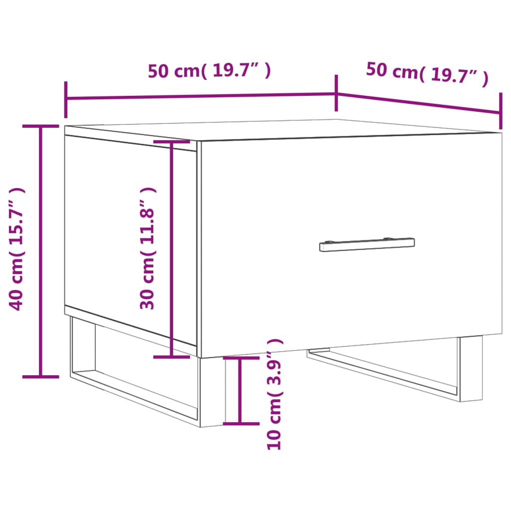 vidaXL Table basse noire 50x50x40 cm en bois d'ingénierie