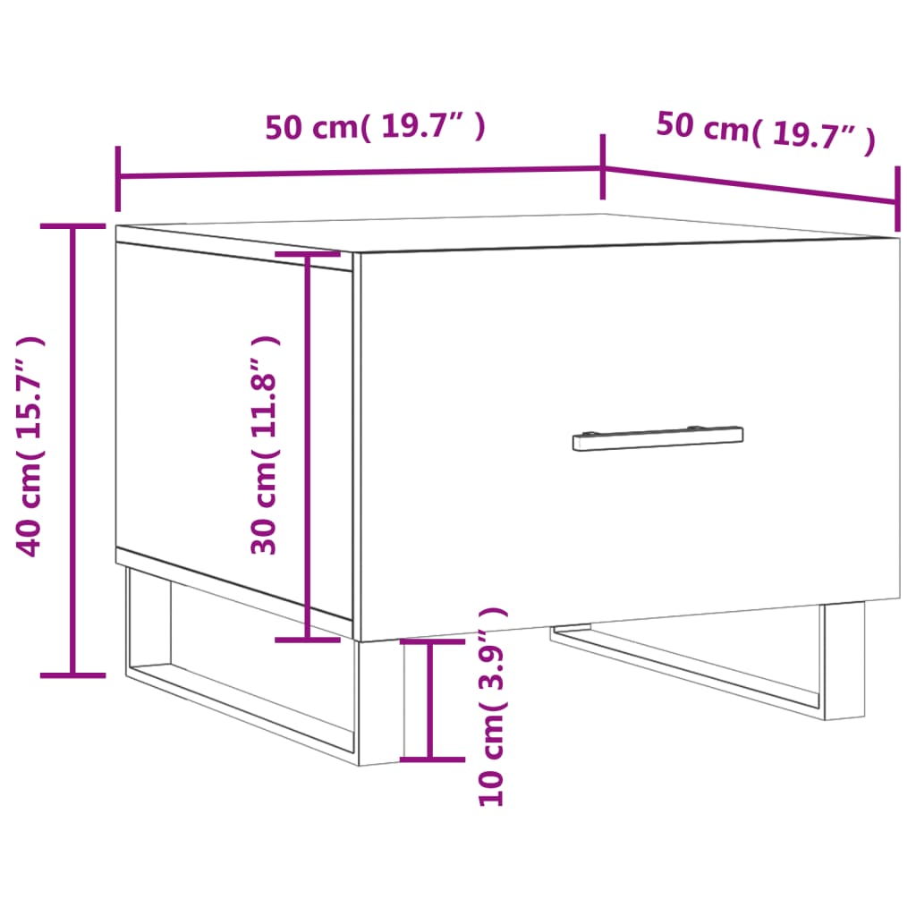 vidaXL Table basse gris béton 50x50x40 cm aggloméré