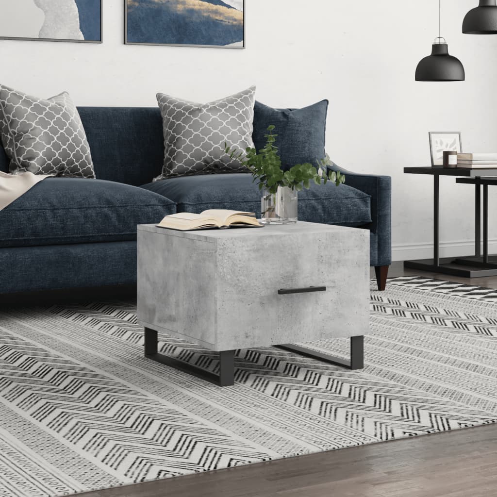 vidaXL Table basse gris béton 50x50x40 cm aggloméré