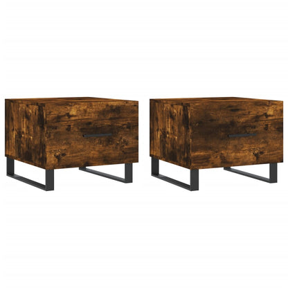 vidaXL Tables basses 2 pcs. chêne fumé 50x50x40 cm bois d'ingénierie