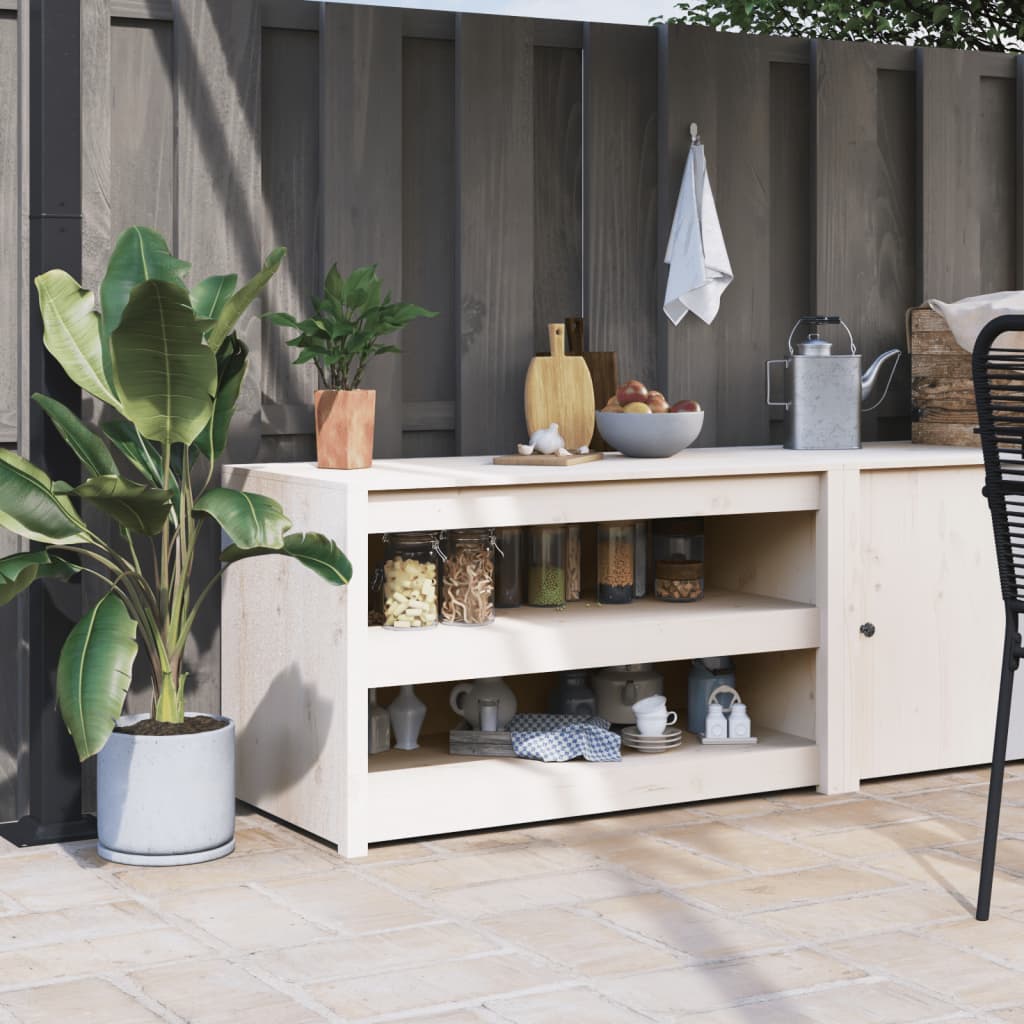 vidaXL Meuble de cuisine d'extérieur blanc 106x55x64 cm pin massif