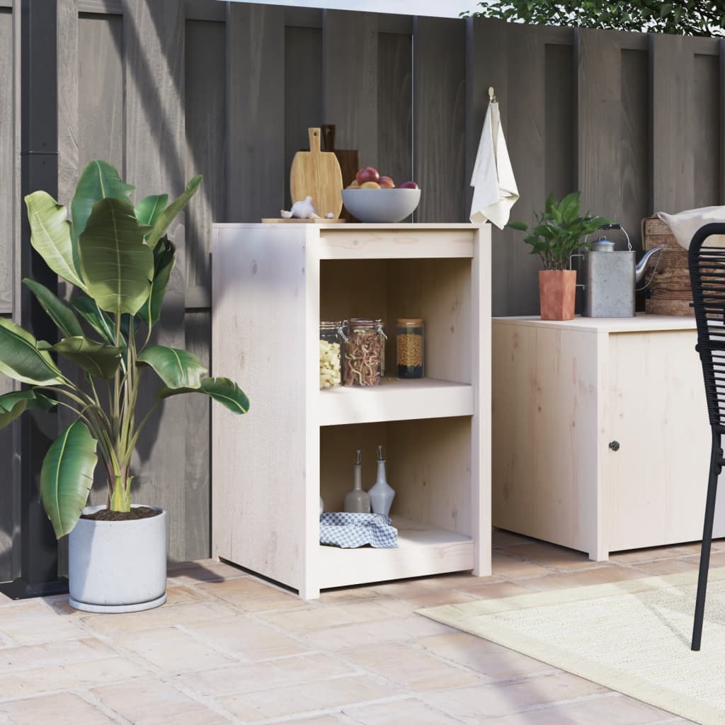 vidaXL Meuble de cuisine d'extérieur Blanc 55x55x92 cm Bois de pin massif