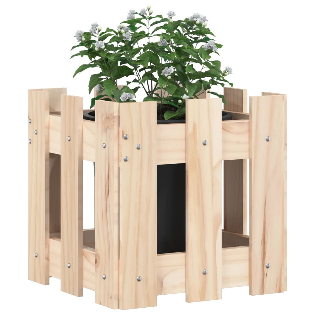 vidaXL Pflanzkübel Lattenzaun-Design 30x30x30 cm Massivholz Kiefer