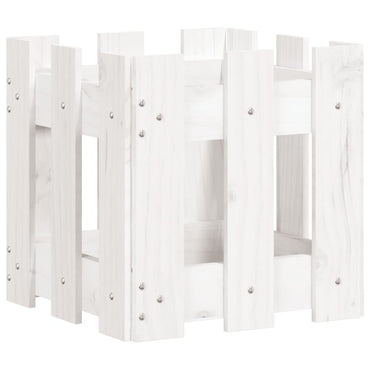 vidaXL Pflanzkübel Lattenzaun-Design Weiß 30x30x30 cm Kiefernholz