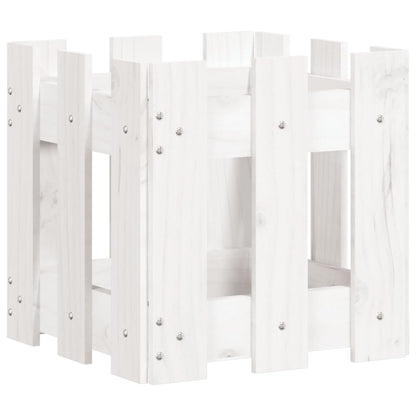vidaXL Pflanzkübel Lattenzaun-Design Weiß 30x30x30 cm Kiefernholz