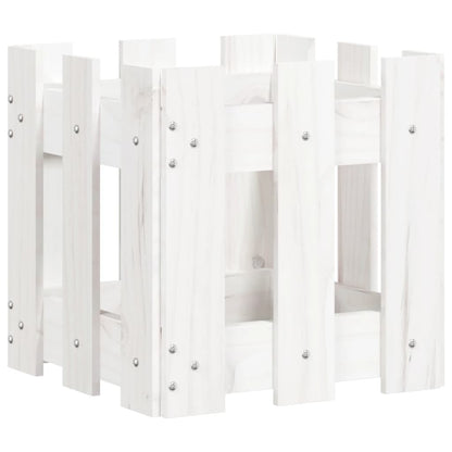 vidaXL Pflanzkübel Lattenzaun-Design Weiß 30x30x30 cm Kiefernholz
