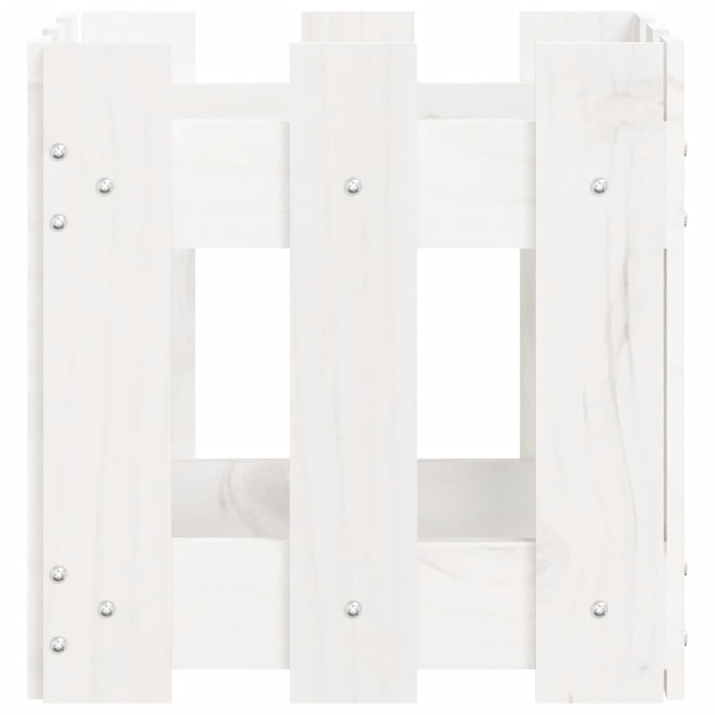vidaXL Pflanzkübel Lattenzaun-Design Weiß 30x30x30 cm Kiefernholz