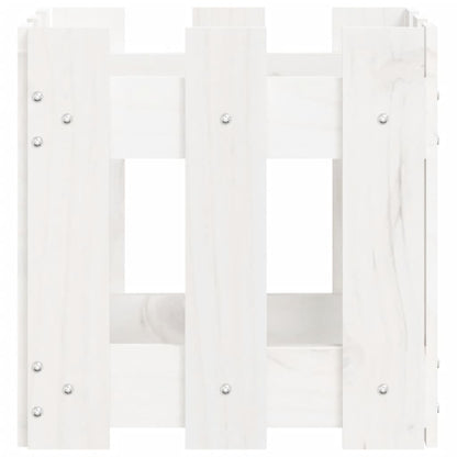 vidaXL Pflanzkübel Lattenzaun-Design Weiß 30x30x30 cm Kiefernholz