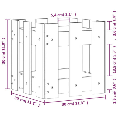 vidaXL Pflanzkübel Lattenzaun-Design Weiß 30x30x30 cm Kiefernholz