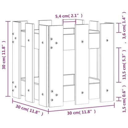 vidaXL Pflanzkübel Lattenzaun-Design 30x30x30 cm Massivholz Douglasie
