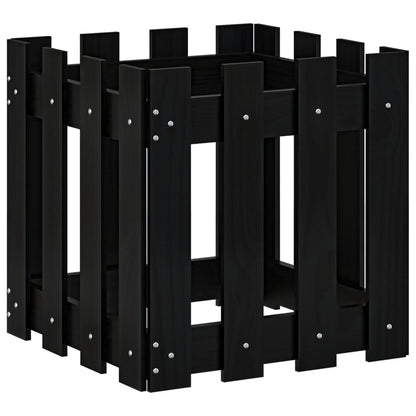 vidaXL Pflanzkübel Lattenzaun-Design Schwarz 40x40x40 cm Kiefernholz