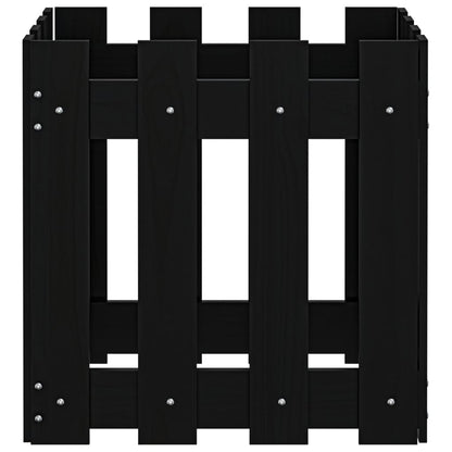 vidaXL Pflanzkübel Lattenzaun-Design Schwarz 40x40x40 cm Kiefernholz