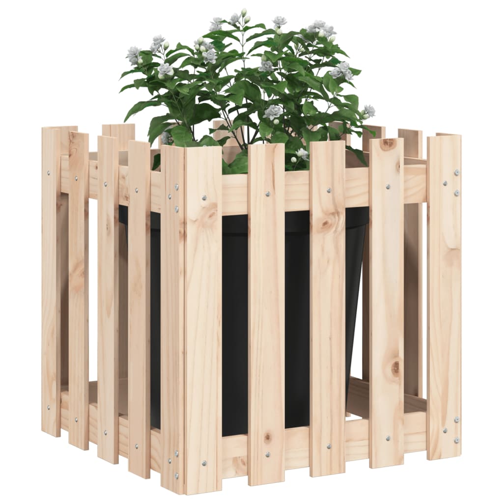 vidaXL Pflanzkübel Lattenzaun-Design 50x50x50 cm Massivholz Kiefer